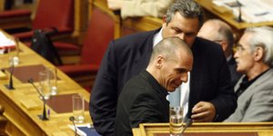 Οι δύο πρώην υπουργοί Πάνος Καμμένος και Γιάνης Βαρουφάλκης / Φωτογραφία: EUROKINISSI/ΓΙΩΡΓΟΣ ΚΟΝΤΑΡΙΝΗΣ