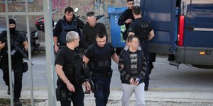 Οι κατηγορούμενοι για την δολοφονία του δικηγόρου Ζαφειρόπουλου (Φωτο: Eurokinissi)