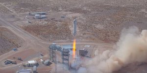 O πύραυλος New Shepard εκτοξεύθηκε χθες από το δυτικό Τέξας (Φωτογραφία: Blue Origin)