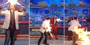 Παρουσιαστής έπιασε φωτιά κατά τη διάρκεια παιδικής εκπομπής [βίντεο]