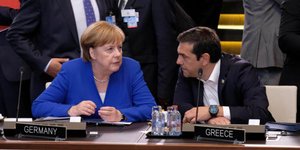 H Ανγκελα Μέρκελ με τον Αλέξη Τσίπρα/Φωτογραφία: Eurokinissi