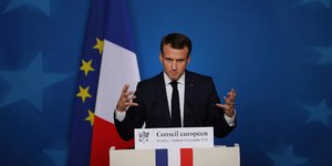 Ο Εμανουέλ Μακρόν για το Brexit μετά τη σύνοδο Κορυφής της ΕΕ -Φωτογραφία: AP Photo/Francisco Seco