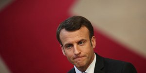 Ο Εμανουέλ Μακρόν στη σημερινή σύνοδο κορυφής της ΕΕ (Φωτο: ΑΡ)