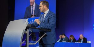 Ο Μάριος Γεωργιάδης στο Συνέδριο της ΝΔ /Φωτογραφία: Intime News