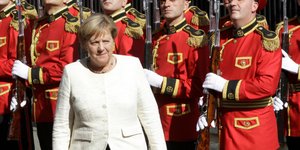 Ανγκελα Μέρκελ στη Γεωργία (Φωτογραφία: AP Photo/Shakh Aivazov)