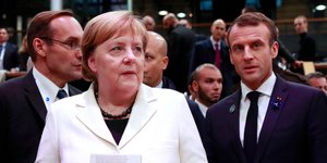Η Ανγκελα Μέρκελ και ο Εμανουέλ Μακρόν στο Παρίσι -Φωτογραφία: Gonzalo Fuentes