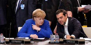 H Ανγκελα Μέρκελ με τον Αλέξη Τσίπρα/Φωτογραφία: Eurokinissi