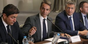 Ο κ. Μητσοτάκης στη συνάντηση με παραγωγικούς φορείς της Θεσσαλονίκης (Φωτογραφία: EUROKINISSI)