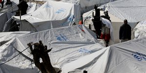 Το hotspot στη Μόρια της Λέσβου (Φωτογραφία: ΑΡ)