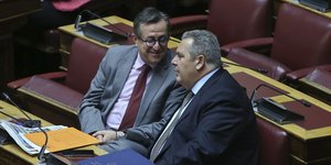 Ο Πάνος Καμμένος και ο Νίκος Νικολόπουλος / Φωτογραφία: Intime