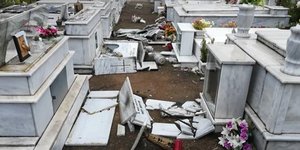 Το νεκροταφείο Αγίας Τριάδας μετά τις ζημιές/Φωτογραφία: Arcadiaportal