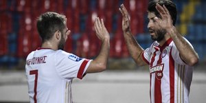 Τρία από τα 4 γκολ πέτυχαν Φορτούνης και Ανσαριφάρντ / Φωτογραφία: Eurokinissi