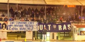 Το πανό των οπαδών του ιστορικού σωματείου της Ριζούπολης / Φωτογραφία: Facebook