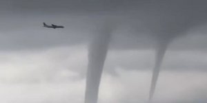 Αεροπλάνο πετάει ανάμεσα σε ανεμοστρόβιλους για να προσγειωθεί / Φωτογραφία: Instagram- alvrnc