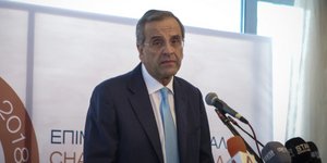 Η ομιλία του Αντώνη Σαμαρά από την Καβάλα /Φωτογραφία: Εurokinissi