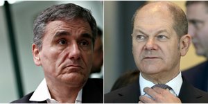 Ευκλείδης Τσακαλώτος και Ολαφ Σόλτς -Φωτογραφίες: AP/SOOC