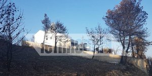 Το σπίτι του Ηλία Ψινάκη στο Νέο Βουτζά. Η φωτιά δεν άγγιξε το κυρίως κτίριο