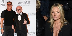 Οι σχεδιαστές Dolce & Gabbana και η Κέιτ Μος /Φωτογραφία: AP