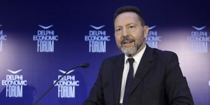 Ο Γιάννης Στουρνάρας στο Φόρουμ των Δελφών / Φωτογραφία: Eurokinissi