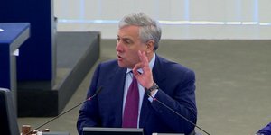 Ο Ευρωπαϊκού Κοινοβουλίου Αντόνιο Ταγιάνι / Φωτογραφία: (EBS Via AP)