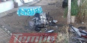 Μηχανή οχήματος εκτοξεύθηκε σε αυλή σπιτιού (Φωτογραφία: tempo24)