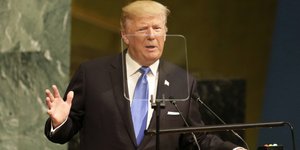 Στιγμιότυπο από την ομιλία του Τραμπ στον ΟΗΕ (Φωτογραφία: AP/ Seth Wenig)