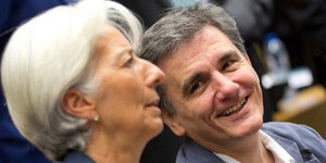 Ο Ευκλείδης Τσακαλώτος με την Κριστίν Λαγκάρντ σε παλαιότερη συνάντηση/Φωτογραφία: AP