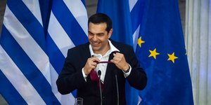 Ο Αλέξης Τσίπρας στο Ζάππειο μετά τη συμφωνία στο Eurogroup