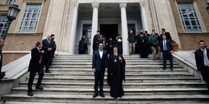 Ο Αλέξης Τσίπρας και ο πατριάρχης Βαρθολομαίος στη Θεολογική Σχολή της Χάλκης (Φωτογραφία: AP/Emrah Gurel)