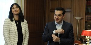 Αλέξης Τσίπρας και Ελενα Κουντουρά στο Μαξίμου