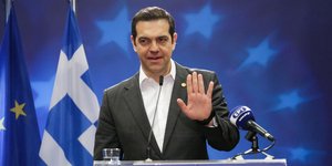 Ο Αλέξης Τσίπρας στη συνέντευξη Τύπου στις Βρυξέλλες -Φωτογραφία: Aris Oikonomou/SOOC