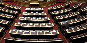 Η αίθουσα της ολομέλειας στη Βουλή / Φωτογραφία: Menelaos Myrillas / SOOC