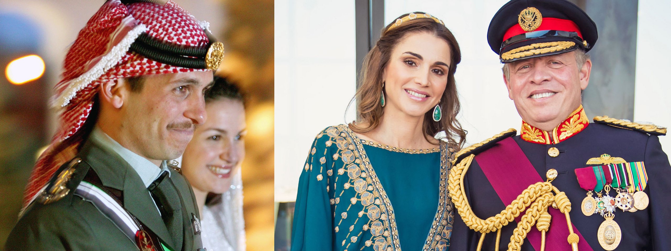 O πρίγκιπας Χάμζα με την σύζυγό του (αριστερά) και ο βασιλίας Αμπντάλα με την σύζυγό του Ράνια 